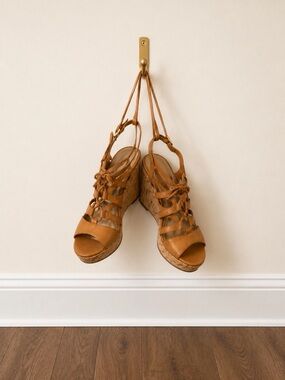 Guess Tan Cork Wedge Strappy Sandals